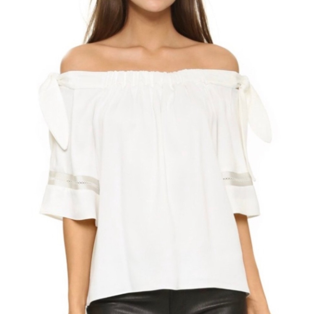 ALEXIS  Hanne White Off Shoulder Tie Top Blouse